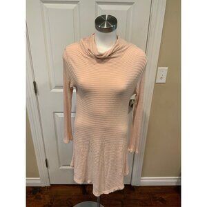 We The Free Light Pink Ribbed Cowl Neck Long Sweater, Size XS